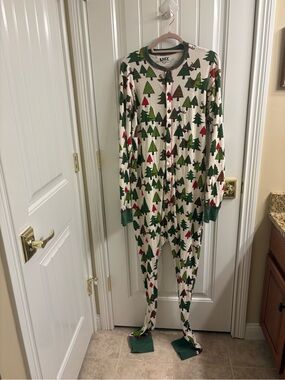 Lazy One FlapJacks One-piece Union Suit Pajamas No Peeking Christmas Sz XL